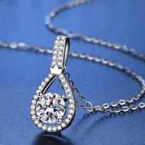 1CT išlaikymo testo Moissanite karoliai moterims Elegantiškas vandens lašas 925 sterlingų sidabro brangakmenių pakabukas Madingi originalūs papuošalai blue