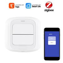 ZigBee Dvigubas Išmanusis Scenos Jungiklis, Paspaudžiamas Mygtukas „Pasidaryk pats“ Namų Automatizavimui, Scenų Susiejimas, Nuotolinis Valdymas Programėle ZigBee balta
