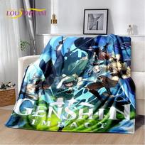 Genshin Impact Cartoon Game Soft Plush Blanket,Flannel Blanket Throw Blanket for Living Room Bedroom Bed Sofa Picnic Cover Kids 75x100cm (30x40inch) gray
