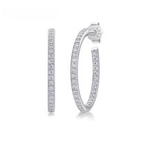 Silver S925 Ribbon Loop Earrings Full Moisserite Long Earrings Pass Diamond Test Luxury GRA Jewelry Custom 1 ct total 2 ct