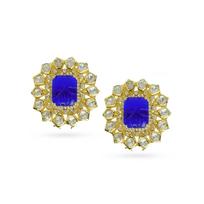 Aukso spalvos Moissanite Polki Stud auskarai 925 sterlingų sidabro beige