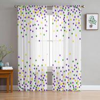 Geometrinės apskritimo formos tiulio užuolaidos, skirtos gyvenamajam kambariui permatomos užuolaidos miegamajame, dekoratyvinis langų apdorojimas 135W x 114H(cm) white