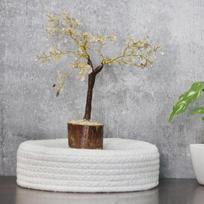Krištolinis citrino medis 100 karoliukų M-Seal Feng Shui akmuo Bonsai pinigų medis namų dekorui Naujųjų metų dovana Kalėdų eksponatai Figūrėlė gray