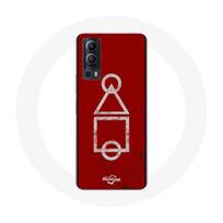 Coque Vivo Y72 Squid Game logo symboles cercle carre triangle Fond Rouge raudona