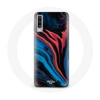 Coque Samsung Galaxy A70 Texture abstraite bleu noir rouge