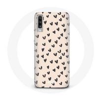 Coque Samsung Galaxy A70 Fond de texture abstraite coeurs noirs