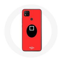Coque Xiaomi Redmi 9C Squid Game masque carré fond rouge raudona