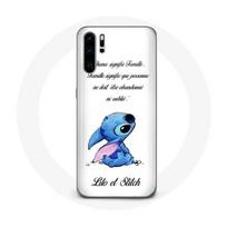 Coque pour Huawei P30 Lilo et Stitch Ohana Citation Blanc balta