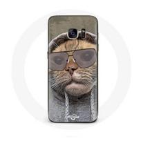 Dėklas Samsung Galaxy S6 edge Katė su gobtuvu juokinga nuotrauka Gyvūnai