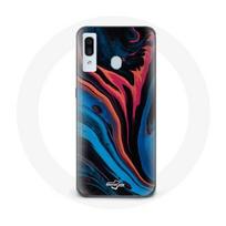 Coque pour samsung galaxy A30 Texture abstraite bleu noir rouge