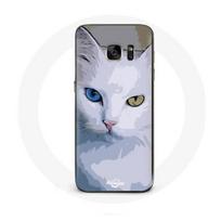 Coque pour samsung galaxy S6 edge Turc de van Chat oeil bleu et oeil jaune
