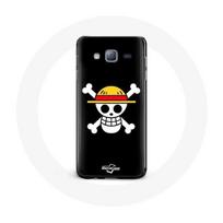 Coque pour Samsung Galaxy J5 One Piece Manga Tete de Mort Fond Noir