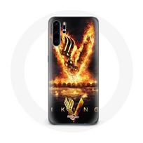Coque pour Huawei P30 Pro Vikings Série Saison 6 logo V Epée de Feu Fond Noir juoda