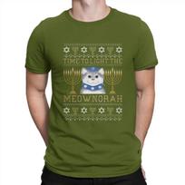 Žydų Unisexorah Light Vyriški marškinėliai Light Meownorah Jewish Cat Unisexorah Lover Hanukkah Išskirtiniai marškinėliai Harajuku Hipster 4XL