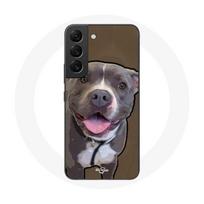 Coque pour Samsung Galaxy S22 Chien Pitbull Blanc gris balta