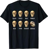 Black White Man Rich Poor Patriot Liberal Skull Unisex T-Shirt S