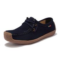 Women Casual Shoes Suede Leather Flats Sneakers Lace Up Moccasins Ladies Shoes Fashion Loafers 37 juoda