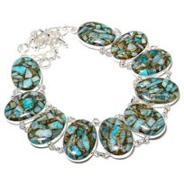 Natural Copper Amazonite Gemstone Handmade 925 Sterling Silver Necklace 18  r3S69