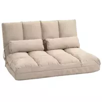 HOMCOM Grindų kėdė "2-in-1" Grindų kėdė Lova su atlošu 3 padėtys Reguliuojama sėdynės pagalvėlė Smėlio spalvos aksomas Plienas 102 x 73 x 60 cm