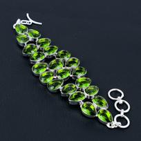 Peridoto Brangakmenio Rankų Darbo 925 Sterlingo Sidabro Apyrankė, Sidabrinė Apyrankė, Peridoto Apyrankė Moterims, Peridoto Unisex Apyrankė Dovanoms 8 žalia