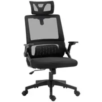 Ergonomiška biuro kėdė, reguliuojama galvos atrama ir porankiai - juoda