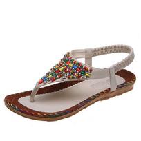 Flat Sandals for Women Summer Clip Toe Gladiator Sandals Woman Plus Size Soft Bottom Beach Sandalias 36 smėlis