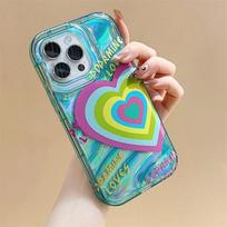 Love Heart Phone Case For iPhone 11 Case iPhone 12 13 14 15 Pro Max XR XS X 7 8 6 Plus SE 2020 Fashion Laser Letter Wavy Cover For iPhone 13Pro Max
