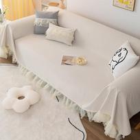 Kremas Sofos Užvalkalas Audinys Nėriniai Pilnas Dangalas Sofos Pagalvėlė Visasezonis Universali Dangtis Neslystanti Pagalvėlė Atlošo Dangtelis Rankšluostis 180*130cm white