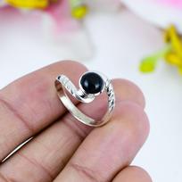 Natural Black Onex Gemstone 925 Solid Sterling Silver Jewelry Ring Size 6.5 g3e99
