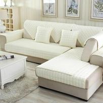 Moderni svetainės sofos pagalvėlė Neslystanti sofos užvalkalas Velūrinis languotas sofos kilimėlis Universalus visiems sezonams L formos sofos užvalkalas 70x70cm 1pcs beige