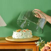 Cake Dome Rotating Stand Display Server Tray Salad Serving Platter Glass Transparent Cover 260x167mm blue