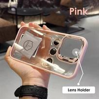 Lens Metal Ring Protector Stand Phone Case For IPhone 13 11 12 14 15 Pro Max Plus Camera Glass Lens Protection Transparent Cover For iphone15Pro