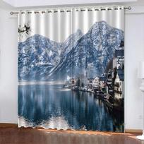 Sniego Scenos 3D Spaudos Raštas Miegamasis Svetainė Šešėlinė Užuolaida Miegamasis su Kabliukų Aksesuarais Tenda Finestra Cucina W140cm x H160cm&Hooks top gray