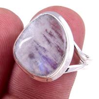 Natural Rainbow Moon Stone Gemstone Handmade 925 Sterling Silver Ring S.8 s2g08 gray