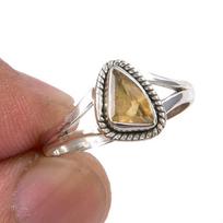Natural Citrine Gemstone Handmade 925 Sterling Silver Jewelry Ring Size 6 v9Q12 gray