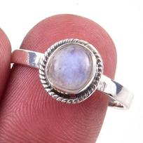 Natural Rainbow Moon Stone Gemstone Handmade 925 Sterling Silver Ring S.9 p0s18 gray