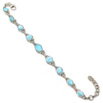 Naturalus Republic Larimar brangakmenis rankų darbo 925 prabos sidabrinė apyrankė 7-8  M9H50 white
