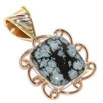 Natūralus sniego obsidiano dviejų atspalvių 925 kieto sterlingų sidabro pakabukas 1,30  e7i97 gray