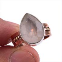 Natural Rose Quartz Gemstone Two Tone 925 Sterling Silver Jewelry Ring S.6 i5h58 gray