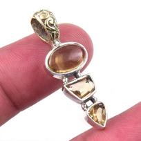 Natural Citrine 925 Solid Sterling Silver Gift Jewelry Pendant 1.25'' p8N19 brown