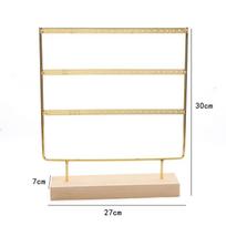 3 pakopų 72 skylių auskarų ekrano laikiklis, metalinis 3 sluoksnių papuošalų laikymo laikiklis, medinis stovo medis, ausų smeigtuko dovana 27*30CM beige