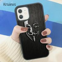 Krajews Anonymous Hacker Minkštas telefono dėklas-dangtelis iPhone 14 5 SE 6s 7 8 plus X XR XS 11 12 13 pro max Samsung S21 S22 ultra Samsung S22ultra black