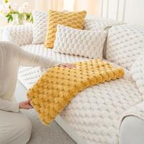 Cream Style Sofa Cushion Four Seasons Universal Non-Slip Comfortable Cotton Velvet Winter Plush Cover Cover Cloth Cushion 70*70
