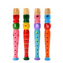 Spalvingas medinis fleitos muzikos instrumentas, trimitas, signalinis ragas, švilpukas, edukaciniai muzikiniai žaislai vaikams Random one