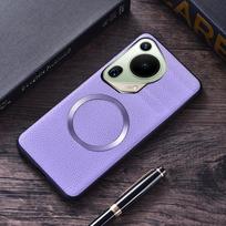 „Litchi Pattern Leather“ belaidis įkrovimas, skirtas „Magsafe“ magnetiniam dėklui, skirtas „Huawei Pura 70 Pro Plus Ultra Pura70“ itin minkštam dangčiui For Pura 70 violetinė