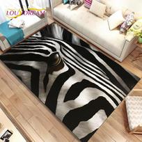Zebra Laukinio Gyvūno Plotas Kilimas Didelis, Kilimas Svetainei Miegamajam Virtuvei Durų Kilimėlis Dekoracija, Vaikų Žaidimų Neslystantis Grindų Kilimėlis 60cm x 90cm white