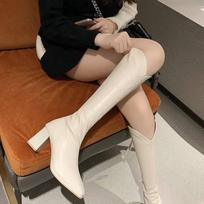 Women Retro High-leg Trouser Boots French Women's Boots Versatile Western Cowboy Boots Knight Boots Long Boots 34 smėlis