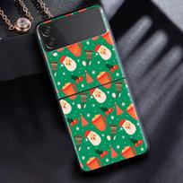 Case For Samsung Galaxy Z Flip 3 4 5G Black Hard PC Phone Housing Z flip4 Luxury Segmented Cover Christmas Santa Claus Samsung Z Flip