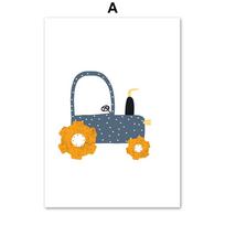 Crane Excavator Tractor Truck Alphabet Number Posters And Prints Canvas Painting Nordic Wall Art Pictures Kids Room Home Decor 21X30cm No Frame