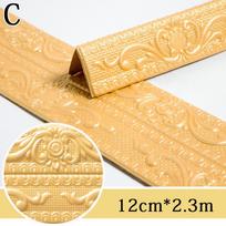1 vnt grindų kampiniams sienų lipdukams Lipnios 3D reljefinės juosmens linijos kūrybiškas namų dekoravimas beige
